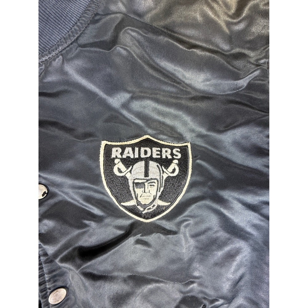 VTG 80s Oakland Raiders Starter NFL Pro Line Black Satin Bomber Jacket Large - Picture 3 of 12